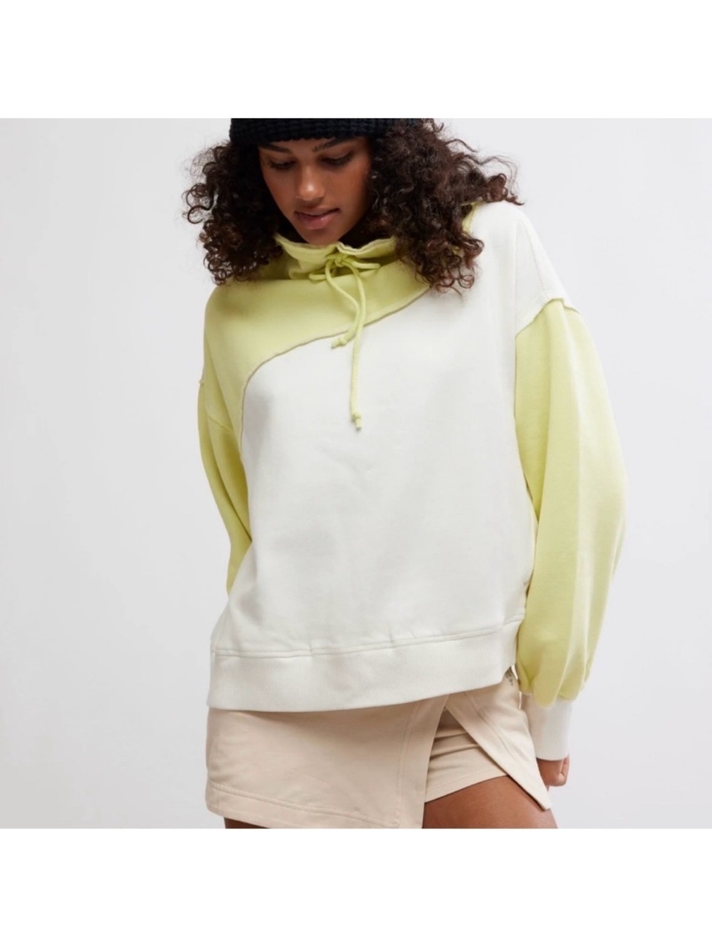 FP Movement By Free People Homestretch Colorblock Yellow White Pullover XL